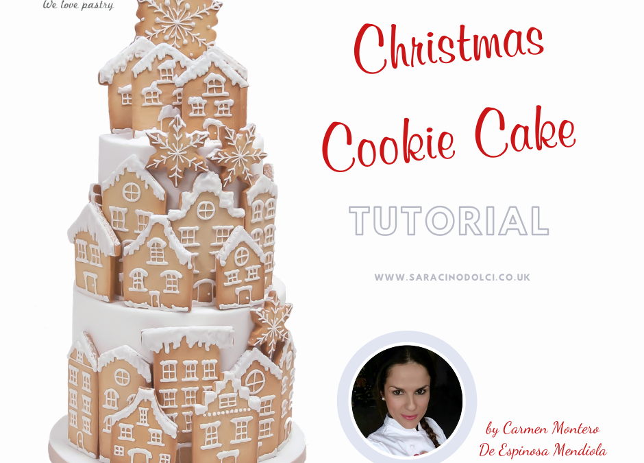 TORTA DI NATALE DECORATA CON BISCOTTI DI NEVE