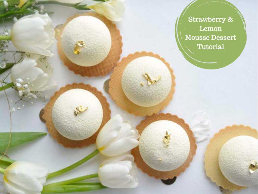 BISCOTTINI AL BURRO CON MOUSSE AL LIMONE E COULIS ALLA FRAGOLA